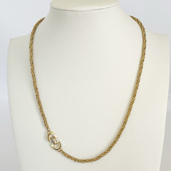 DIOR Vintage Braided Chain Necklace  Gold Plated C1990s - Picture 1 of 8